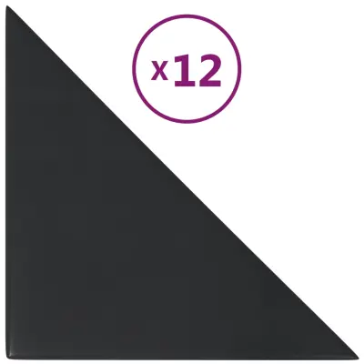 vidaXL Stenski paneli 12 kosov črni 30x30 cm umetno usnje 0,54 m²