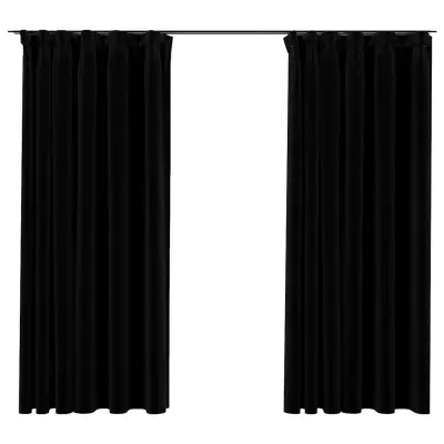 vidaXL Zatemnitvene zavese z obešali 2 kosa črne 140x175 cm