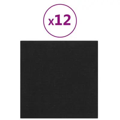 vidaXL Stenski paneli 12 kosov črni 30x30 cm blago 1,08 m²