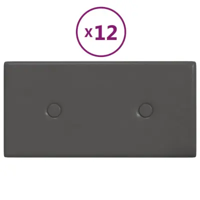 vidaXL Stenski paneli 12 kosov sivi 30x15 cm umetno usnje 0,54 m²