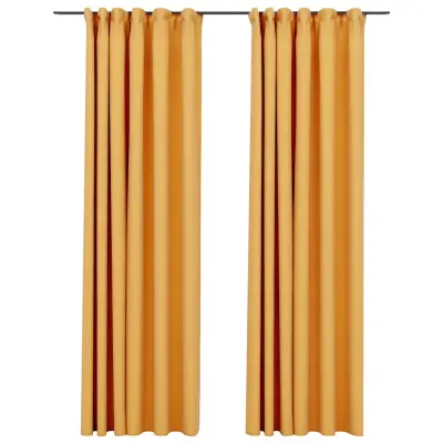 vidaXL Zatemnitvene zavese z obešali 2 kosa rumene 140x225 cm