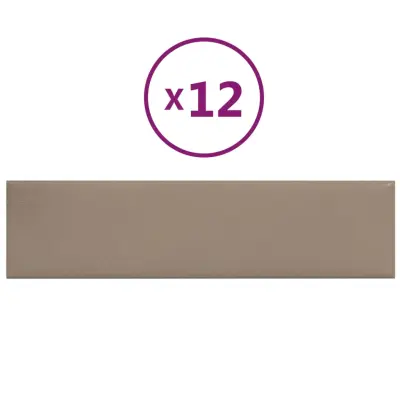 vidaXL Stenski paneli 12 kosov kapučino 60x15 cm umetno usnje 1,08 m²