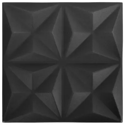 vidaXL 3D stenski paneli 12 kosov 50x50 cm origami črni 3 m²