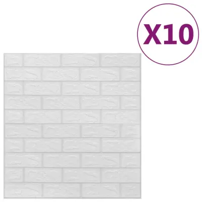 vidaXL 3D tapete opeke samolepilne 10 kosov bele