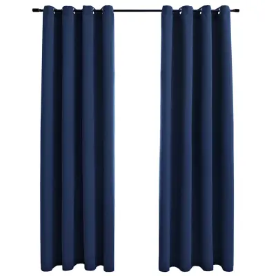 vidaXL Zatemnitvene zavese s kovinskimi obročki 2 kosa modre 140x225cm