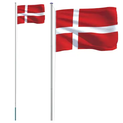 vidaXL Danska zastava in drog 6,23 m aluminij
