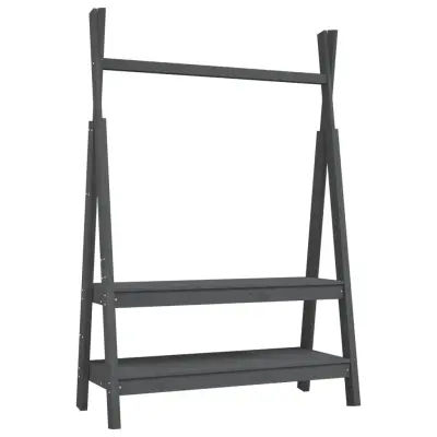 vidaXL Stojalo za oblačila sivo 100x45,5x150 cm trdna borovina