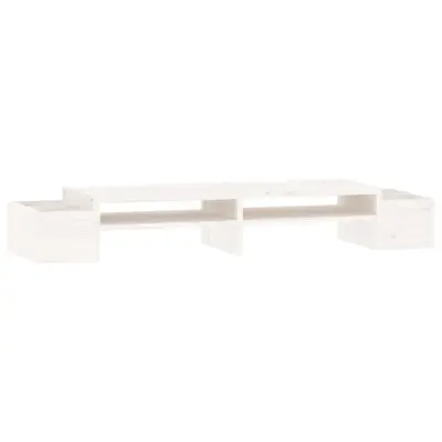 vidaXL Stojalo za zaslon belo 100x27,5x15 cm trdna borovina