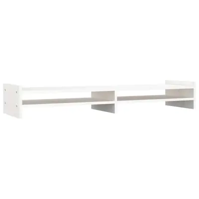 vidaXL Stojalo za zaslon belo 100x27x15 cm trdna borovina