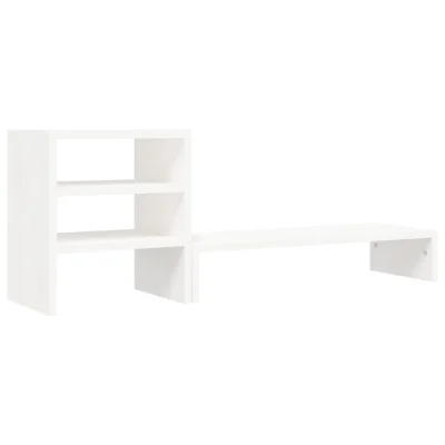 vidaXL Stojalo za zaslon belo 81x20x30 cm trdna borovina