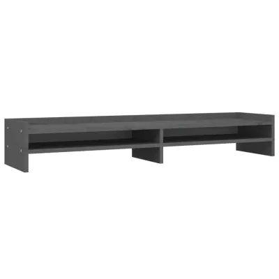 vidaXL Stojalo za zaslon sivo 100x24x16 cm trdna borovina