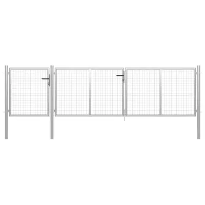 vidaXL Vrtna vrata jeklena 400x75 cm srebrna