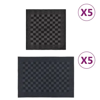 vidaXL Komplet brisač 10-delni črn in siv bombaž
