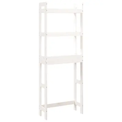 vidaXL Stojalo za kopalnico belo 63x26x171 cm trdna borovina