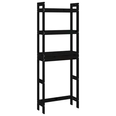 vidaXL Stojalo za kopalnico črno 63x26x171 cm trdna borovina