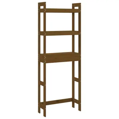 vidaXL Stojalo za kopalnico medeno rjavo 63x26x171 cm trdna borovina