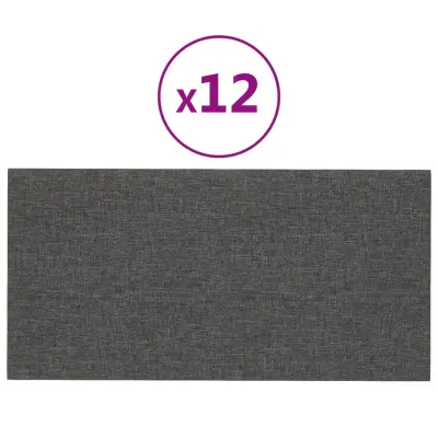 vidaXL Stenski paneli 12 kosov temno sivi 60x30 cm blago 2,16 m²