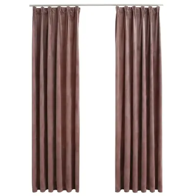 vidaXL Zatemnitvene zavese 2 kosa z obešali žametne roza 140x245 cm