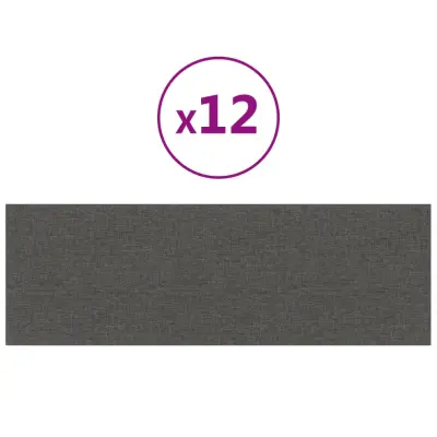 vidaXL Stenski paneli 12 kosov temno sivi 90x30 cm blago 3,24 m²
