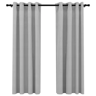 vidaXL Zatemnitvene zavese z obročki 2 kosa sive 140x175 cm