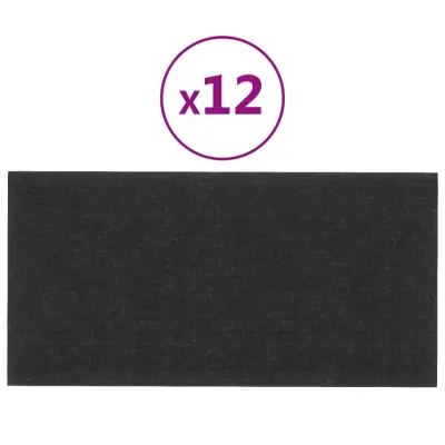 vidaXL Stenski paneli 12 kosov črni 60x30 cm blago 2,16 m²