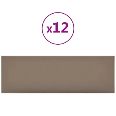 vidaXL Stenski paneli 12 kosov kapučino 90x30 cm umetno usnje 3,24 m²