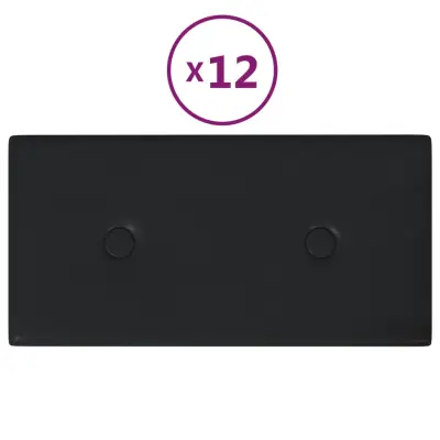vidaXL Stenski paneli 12 kosov črni 30x15 cm umetno usnje 0,54 m²