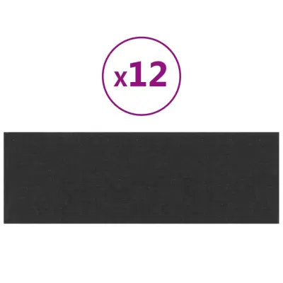 vidaXL Stenski paneli 12 kosov črni 90x30 cm blago 3,24 m²