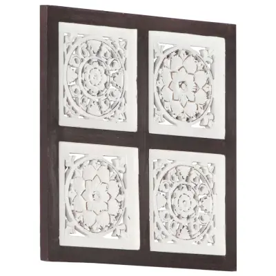 vidaXL Ročno izrezljani stenski panel MDF 40x40x1,5 cm rjav in bel