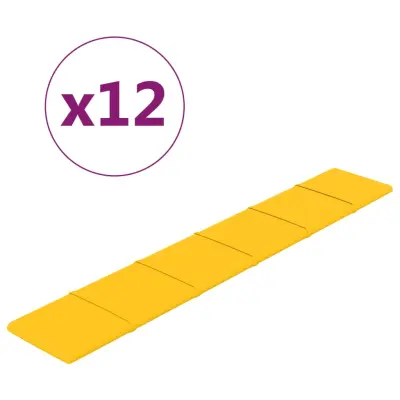 vidaXL Stenski paneli 12 kosov rumeni 90x15 cm žamet 1,62 m²