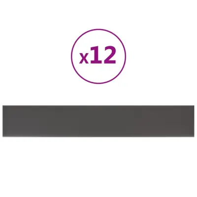vidaXL Stenski paneli 12 kosov sivi 90x15 cm umetno usnje 1,62 m²