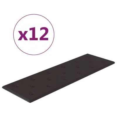 vidaXL Stenski paneli 12 kosov črni 90x30 cm umetno usnje 3,24 m²