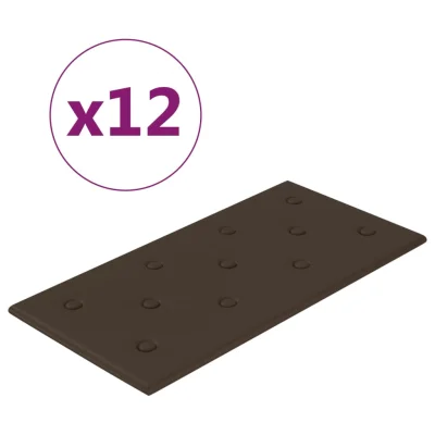 vidaXL Stenski paneli 12 kosov rjavi 60x30 cm umetno usnje 2,16 m²