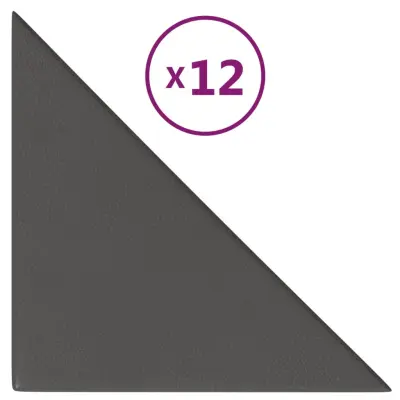 vidaXL Stenski paneli 12 kosov siv 30x30 cm umetno usnje 0,54 m²