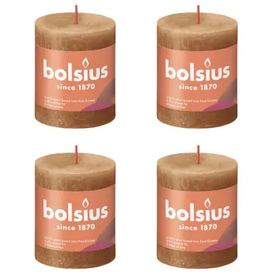 Bolsius Rustikalne stebričaste sveče Shine 4 kosov 80x68 mm