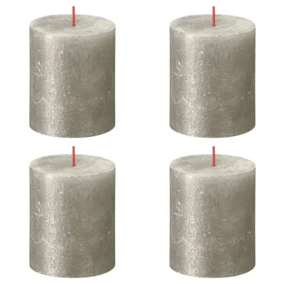 Bolsius Rustikalne stebričaste sveče Shimmer 4 kosov 80x68 mm