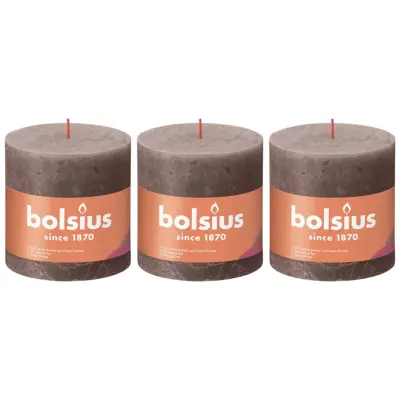 Bolsius Rustikalne stebričaste sveče Shine 3 kosi 100x100 mm