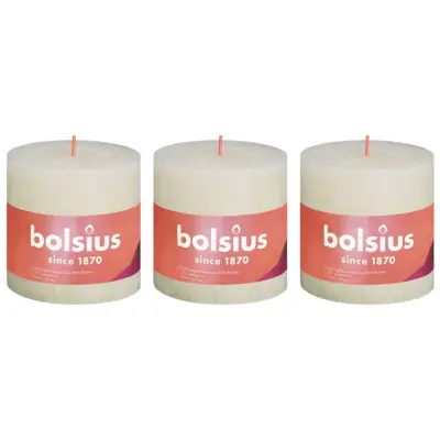 Bolsius Rustikalne stebričaste sveče Shine 3 kosi 100x100 mm