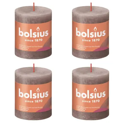 Bolsius Rustikalne stebričaste sveče Shine 4 kosov 80x68 mm