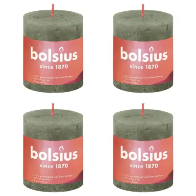 Bolsius Rustikalne stebričaste sveče Shine 4 kosov 80x68 mm