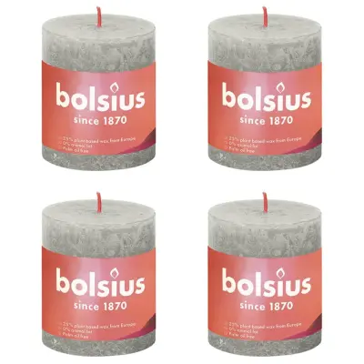 Bolsius Rustikalne stebričaste sveče Shine 4 kosov 80x68 mm