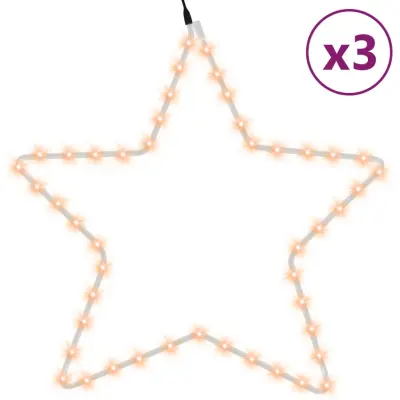 vidaXL Božična figura zvezda z 48 LED 3 kosi toplo bela 56 cm