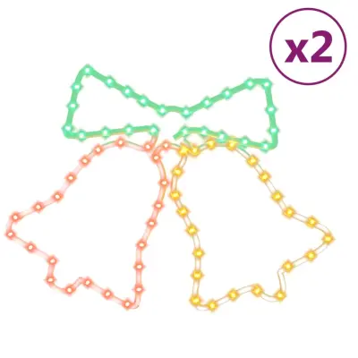 vidaXL Figura božičnega zvonca z 72 LED lučkami 2 kosa 50x56 cm