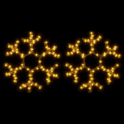 vidaXL Božična snežinka LED 2 kosa toplo bela 38x37 cm