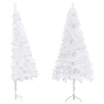 vidaXL Kotna umetna novoletna jelka bela 210 cm PVC