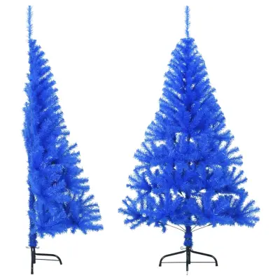 vidaXL Umetna polovična novoletna jelka s stojalom modra 120 cm PVC