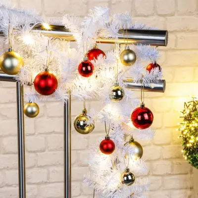 HI Umetna božična girlanda s svetlobno verigo 80 LED bela