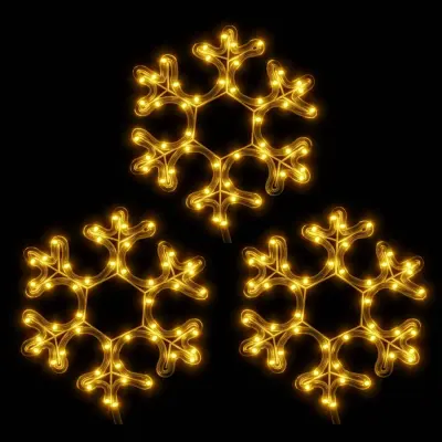 vidaXL Božična snežinka LED 3 kosi toplo bela 27x27 cm