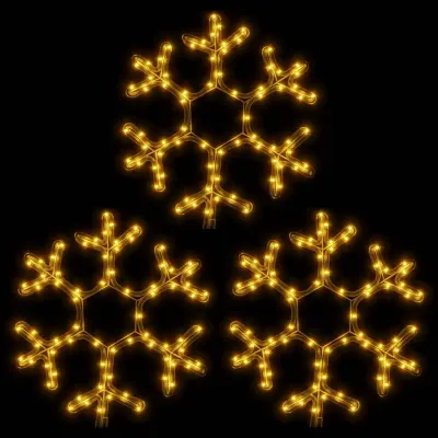 vidaXL Božična snežinka LED 3 kosi toplo bela 38x37 cm