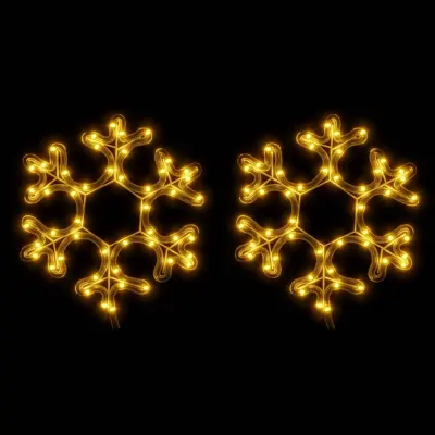 vidaXL Božična snežinka LED 2 kosa toplo bela 27x27 cm
